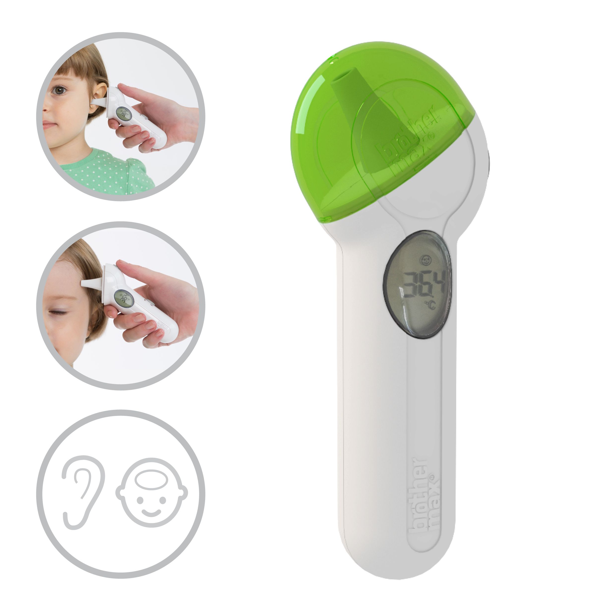 Brother Max Termometr cyfrowy 2 w 1 do ucha i czoła | Dla całej rodziny