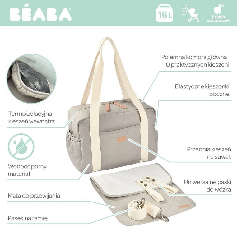 Beaba Torba dla Mamy Paris Pearl Grey 16L
