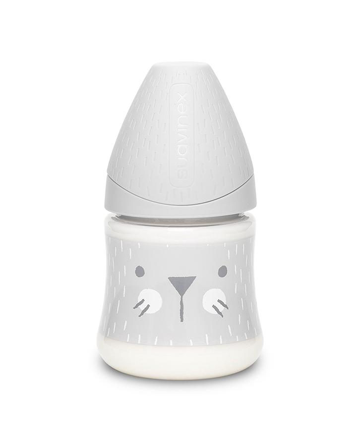 Suavinex, Butelka HYGGE 150ml - kotek szary