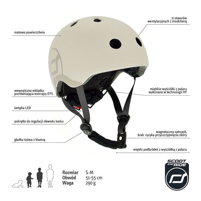 Scootandride Kask S-M Ash 3+