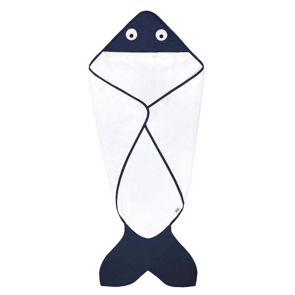 Baby Bites Ręcznik z Kapturkiem Shark Navy Blue 75x75