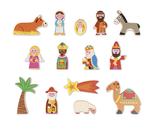 Janod Świąteczna Szopka Drewniana 15 el. 3+