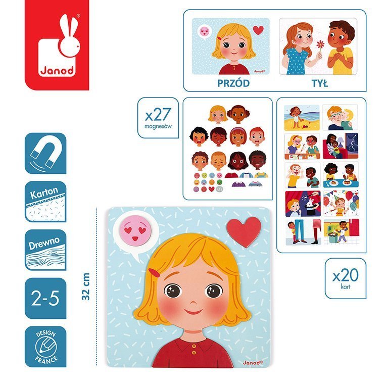 Janod Magnetyczna Układanka Emocje 3+