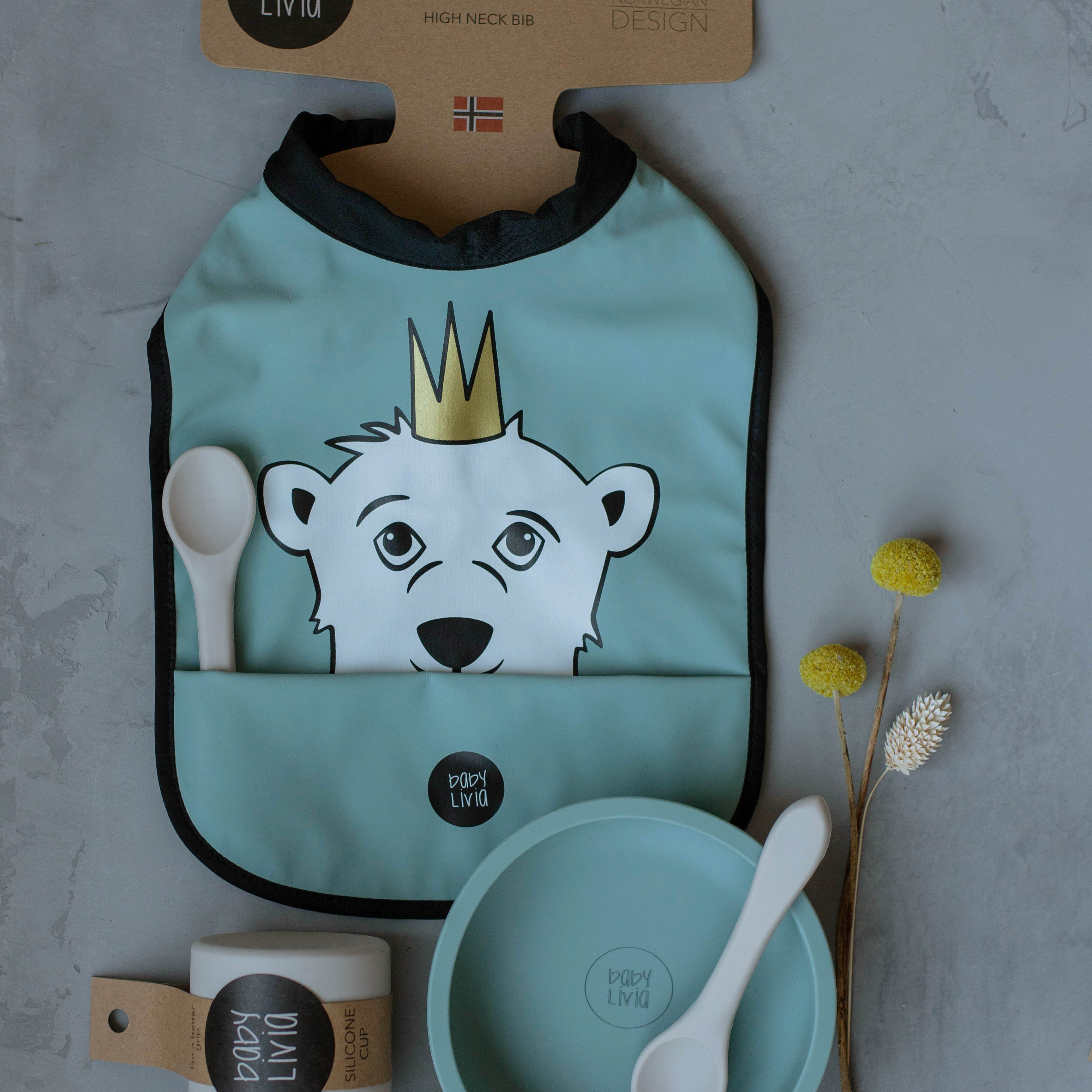 Baby Livia Śliniak Miś Mint Miękki 0+