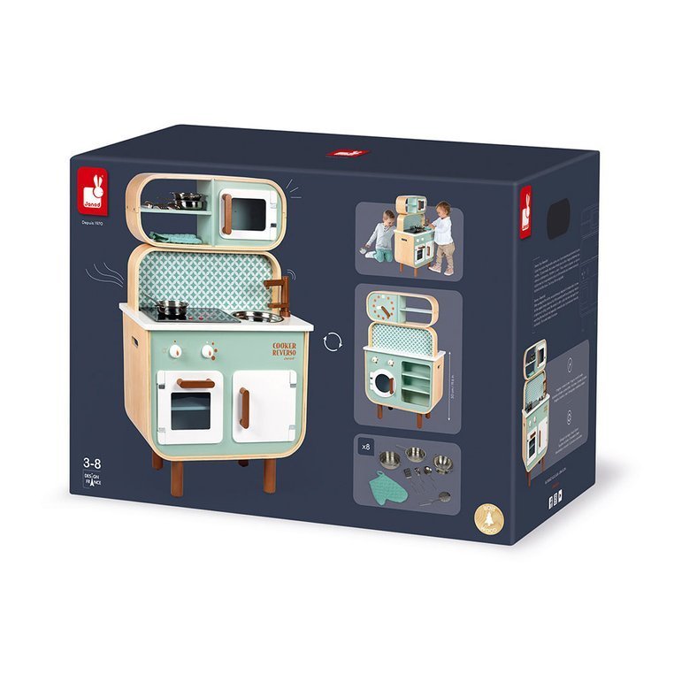 Janod Dwustronna Drewniana Kuchnia z Pralką 2w1 3+