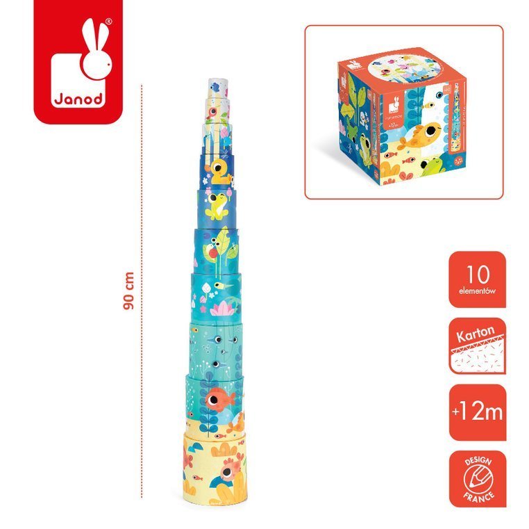 Janod Piramida Wieża Okrągła 10 Kostek Staw 1+