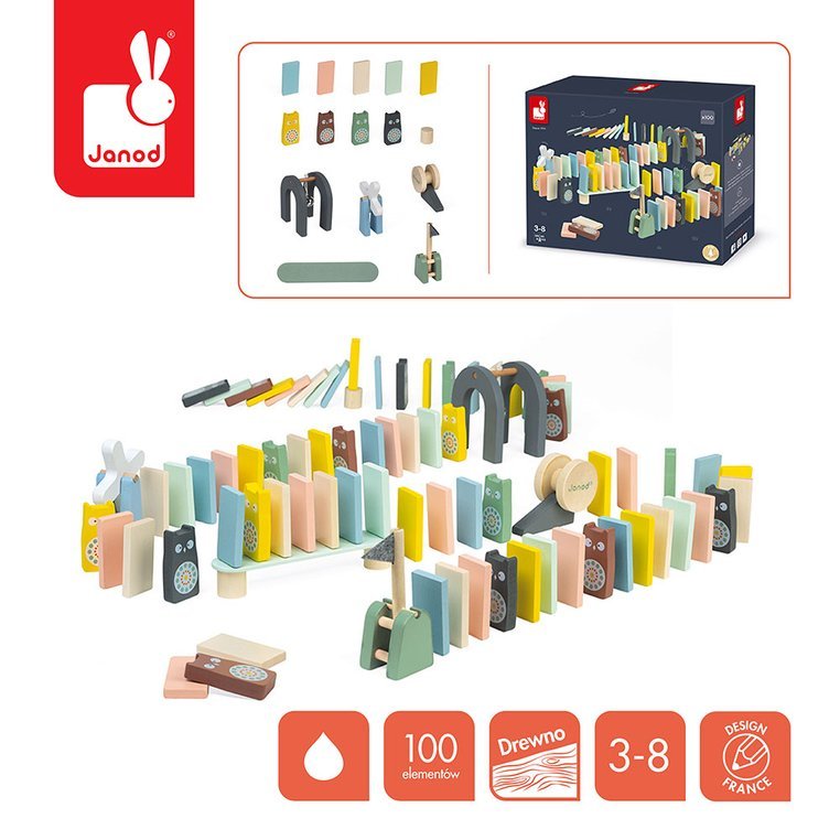 Janod Domino Sweet Cocoon Drewniane 100el 3+