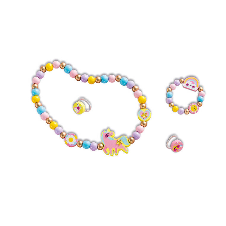 Janod Zestaw Biżuterii Drewniana Tęczowa Kraina 4+ | Fabryka Wafelków