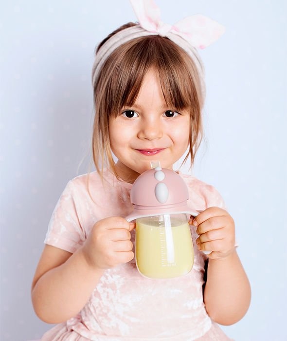 KIDodo Bidon z Obciążoną Słomką Różowy 260ml 6m+