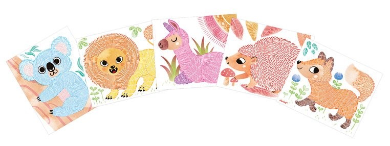 Janod Zestaw Kreatywny Kreseczki Zwierzęta 3+