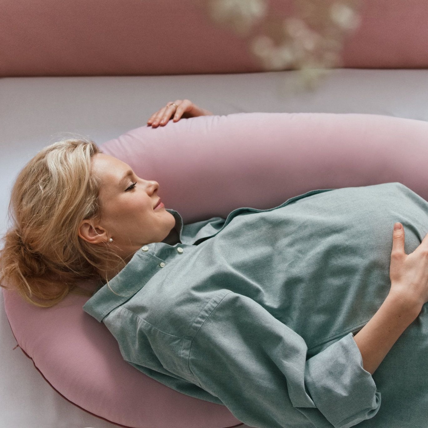 Poofi Poduszka ciążowa Organic - piwonia 120x60cm