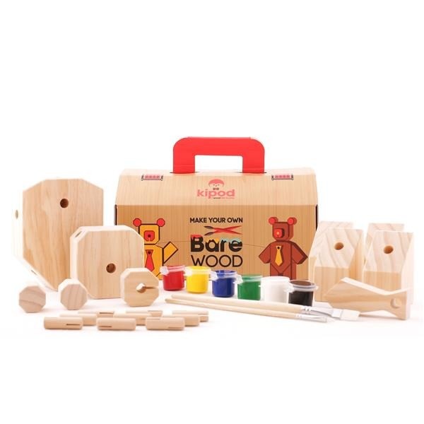 Kipod Drewniany Miś Bare Wood do malowania 4+
