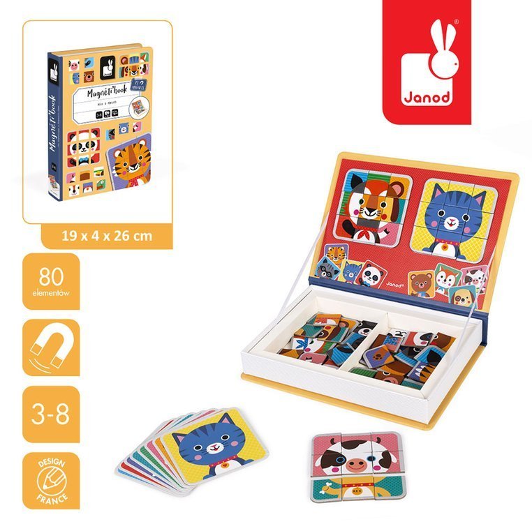 Janod Magnetibook Zwierzątka Magnetyczna Układanka 3+