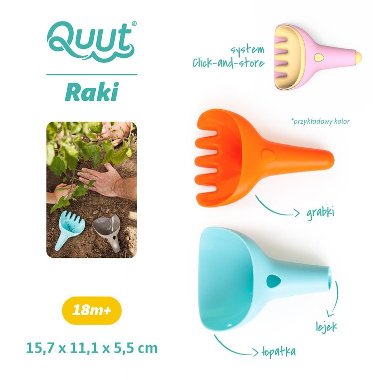 Quut Zestaw łopatka + grabki Raki Banana Pink 1+