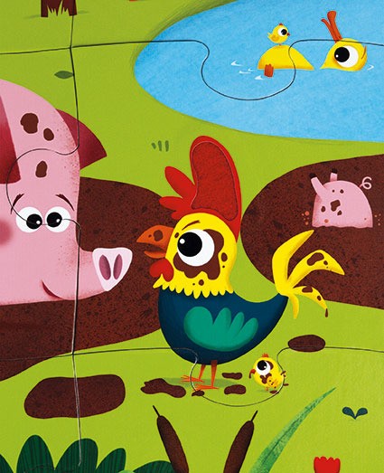 Janod Puzzle Sensoryczne Farma 20el 3+