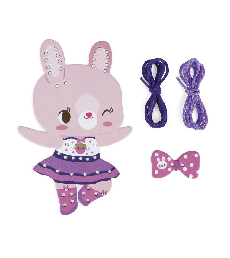 Janod Sznurowanka Kolorowe Zwierzątka 2+ | Drewniane Zabawki