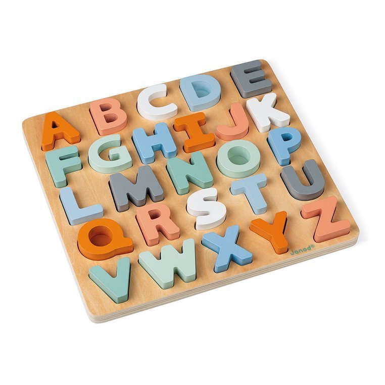 Janod Drewniane Puzzle Alfabet 3D z Tablicą 2-6 lat