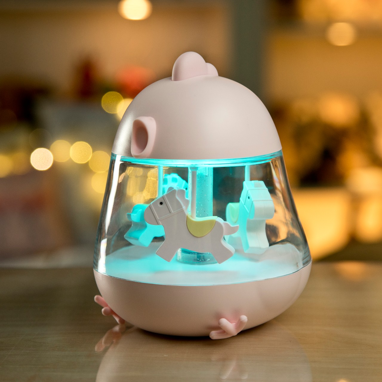 Rabbit&Friends, Lampka z pozytywką kurczak róż