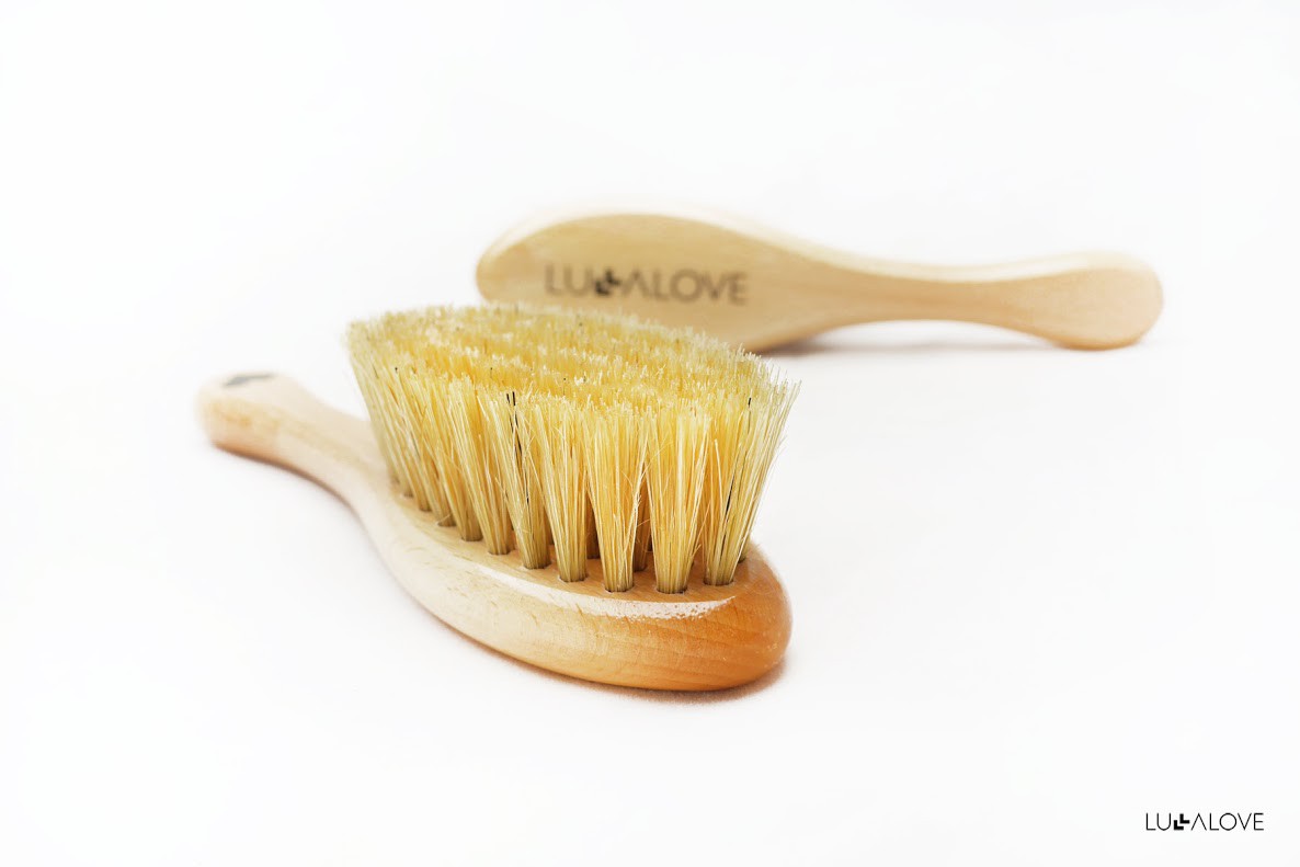 Lullalove Szczotka i Myjka Muślinowa Naturalne Włosie 0+