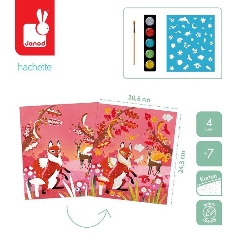 Janod Zestaw Kreatywny Perłowe Plakatówki 4 Pory Roku 7+