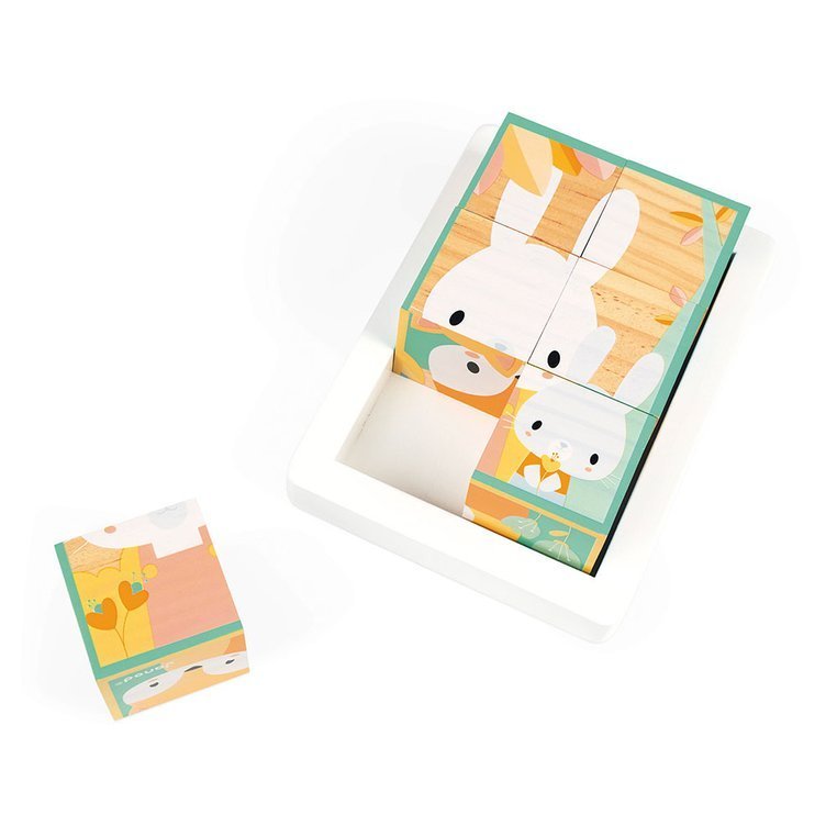 Janod Klocki Drewniane Puzzle Pure 6el 1+