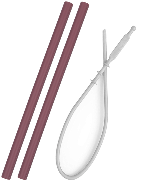 Minikoioi, słomki silikonowe 2szt z czyścikiem różane