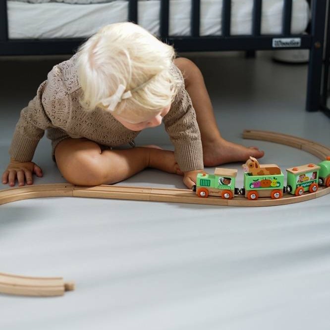 Janod Pociąg Drewniany z Torami Farma Story 3+ 15el