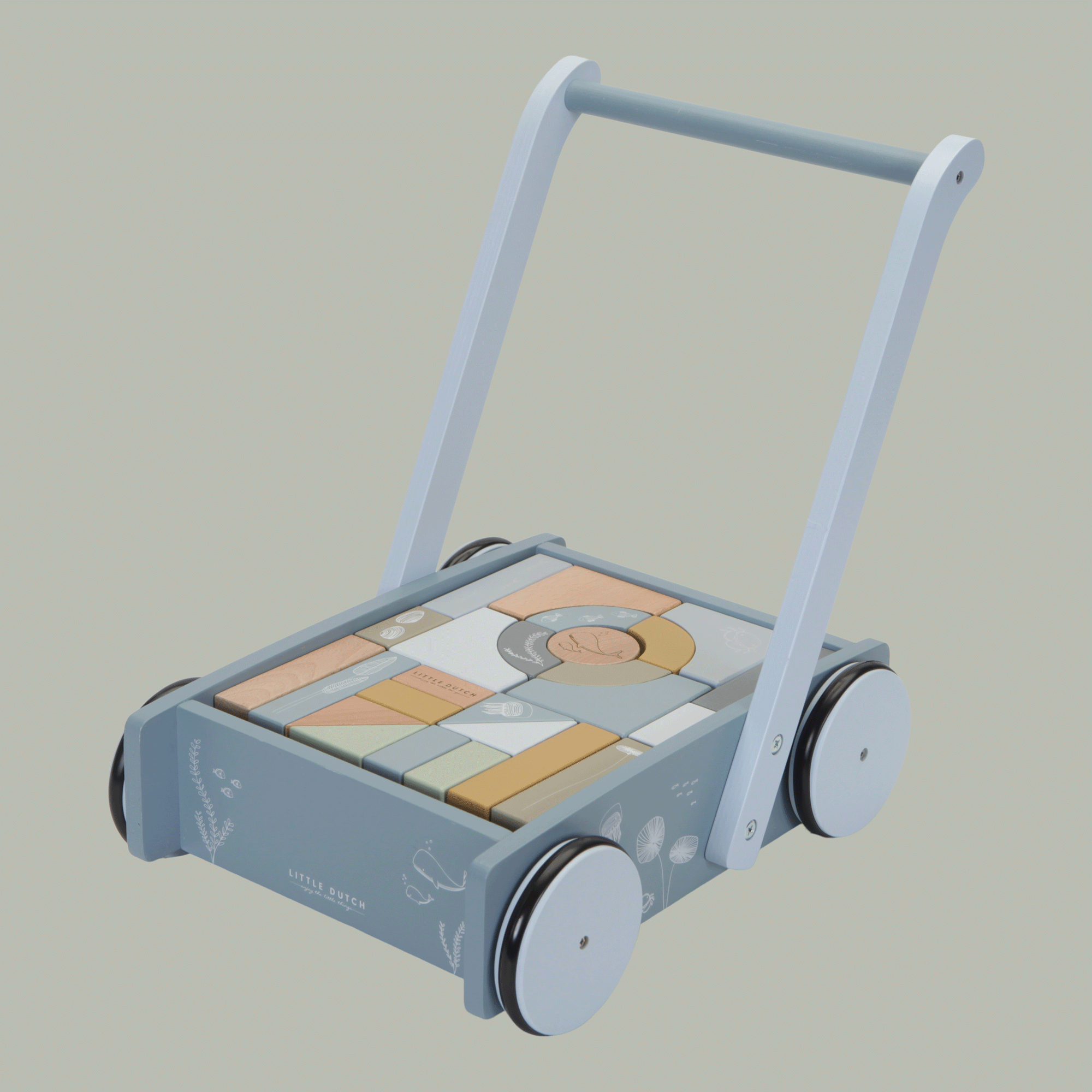 Little Dutch Wózek z klockami Błękit Ocean 12m+