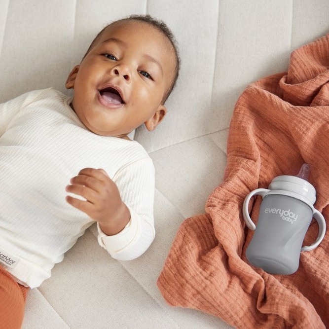 Everyday Baby Butelka Szklana z Ustnikiem 150 ml Szara 6m+