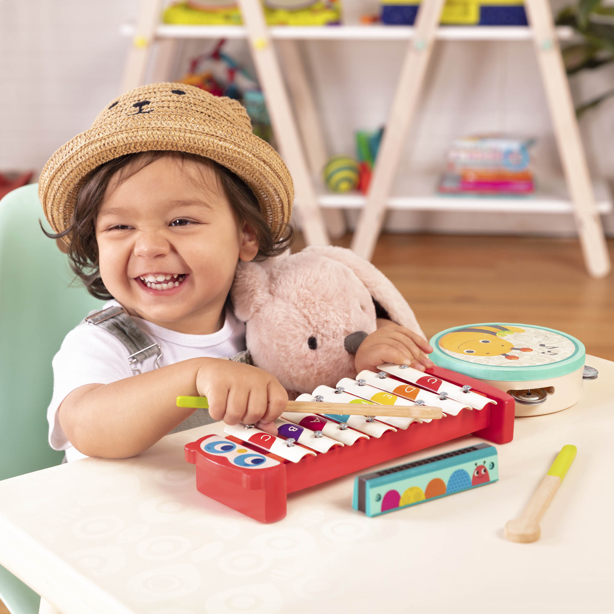 Btoys, Zestaw drewnianych instrumentów: cymbałki, tamburyn, harmonijka