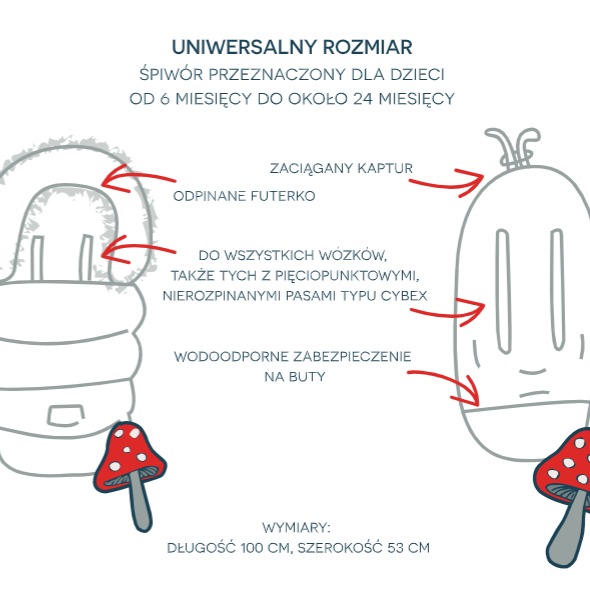 Śpiwór zimowy do wózka Dots 6-24m - Wodoodporny
