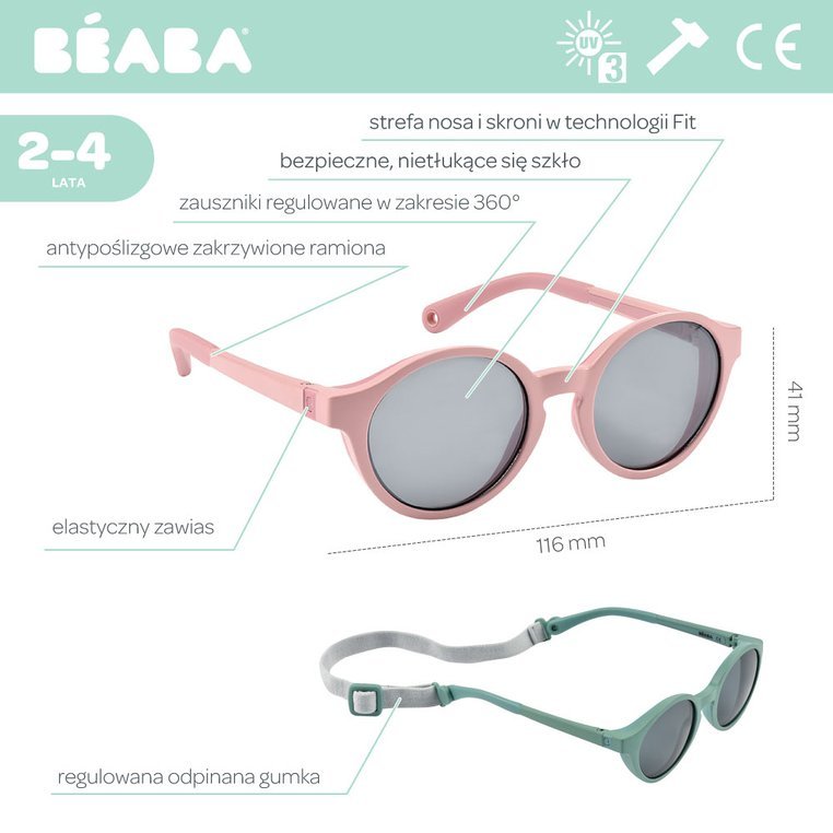 Beaba Okulary przeciwsłoneczne 2-4 lata Misty Rose