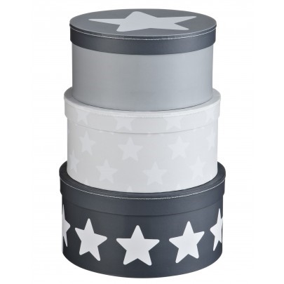 Pudełka kartonowe okrągłe szare 3 szt. Gwiazdki