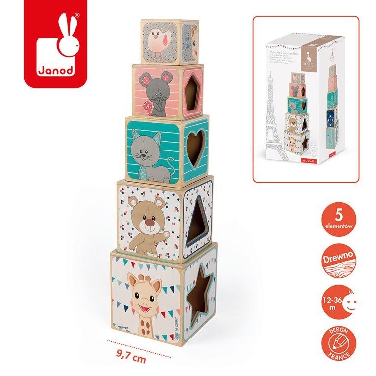 Janod Piramida Wieża Żyrafka Sophie 12m+