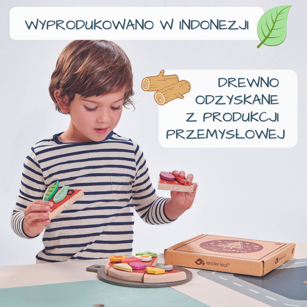 Tender Leaf Toys Drewniana Pizza z Dodatkami 3+ | 12 elementów