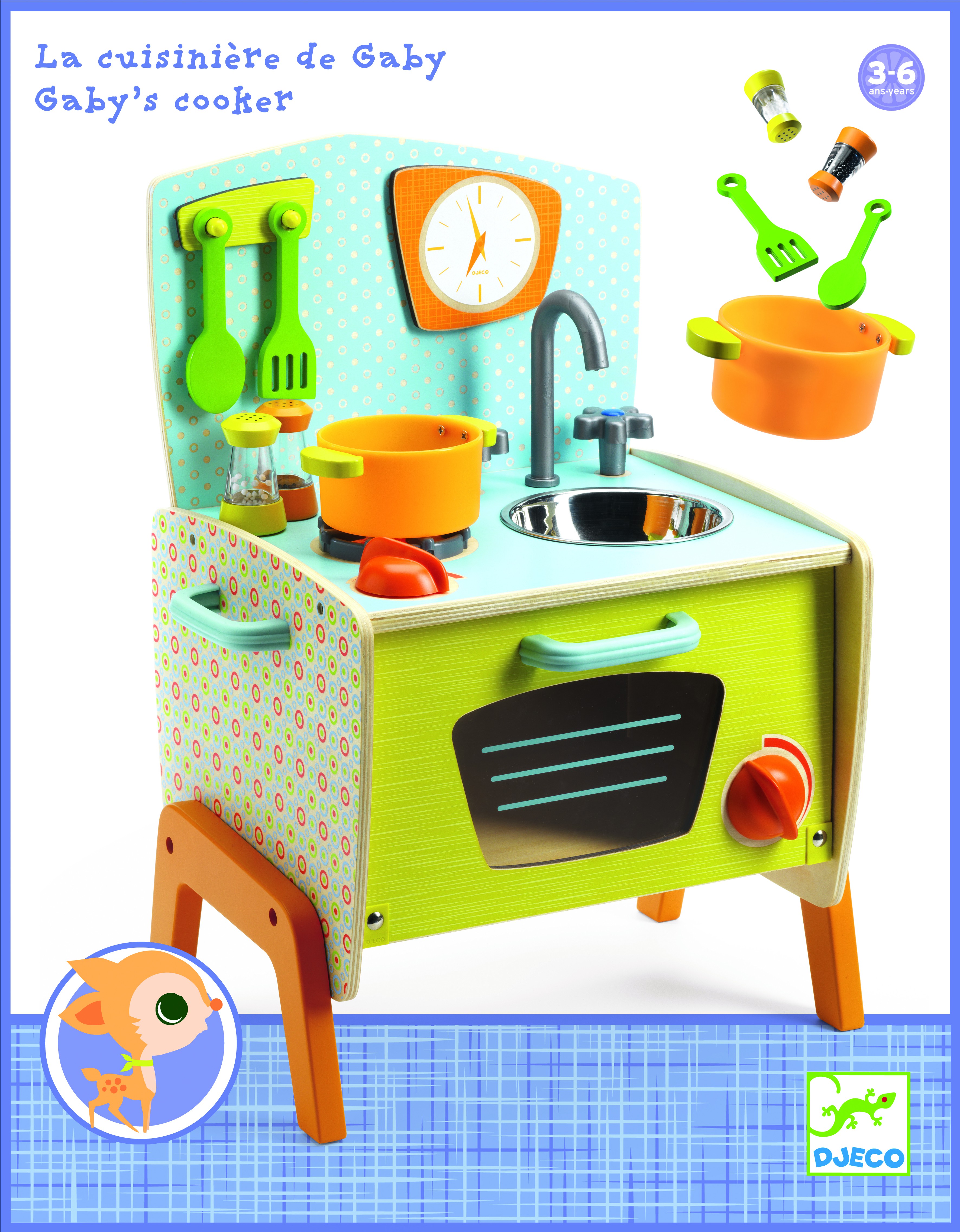 Djeco Drewniana Kuchnia Retro Edukacyjna 3+