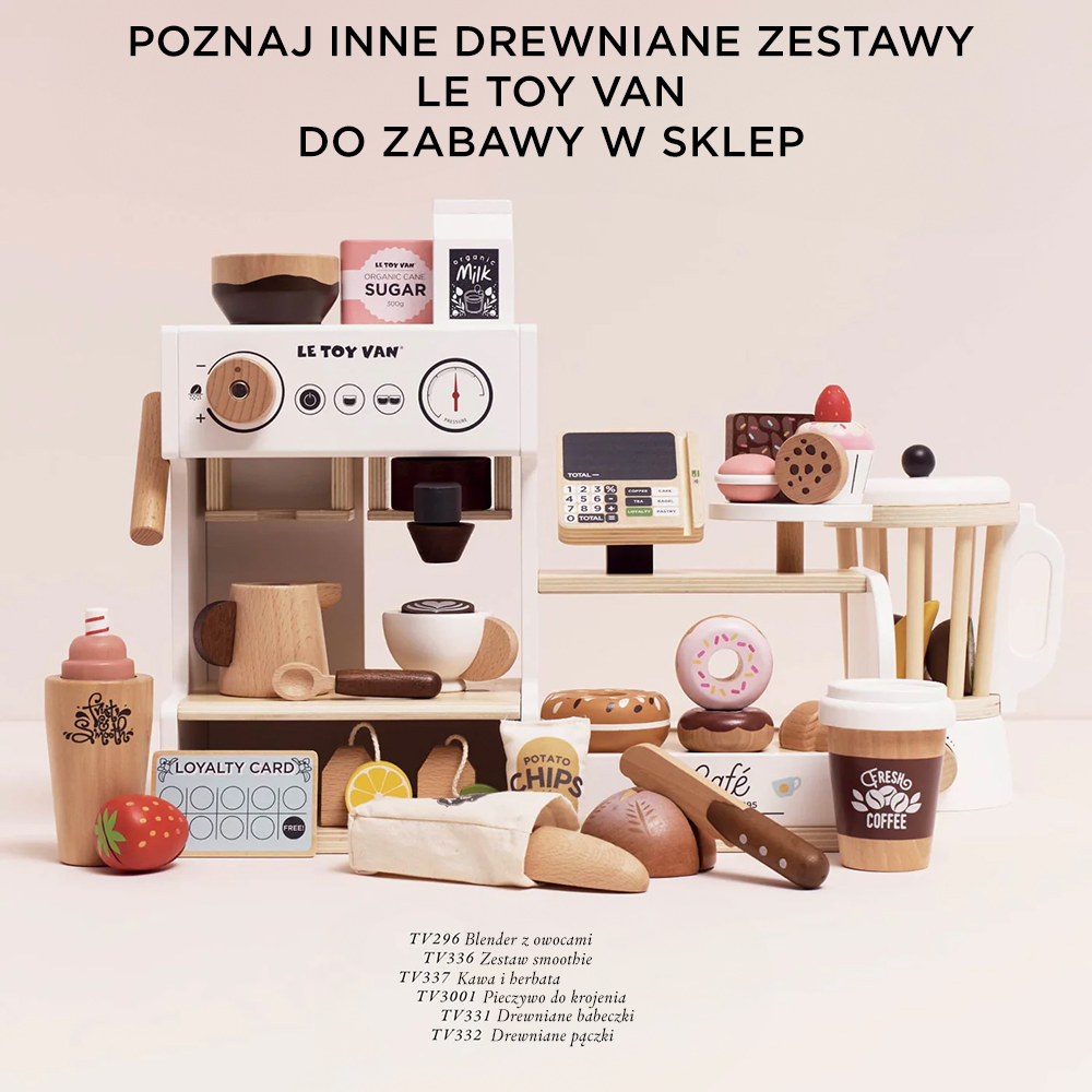 Drewniana kawiarnia dla dzieci (zestaw do zabawy w sklep i odgrywanie ról) | Le Toy Van