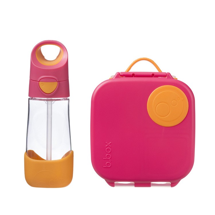 B.Box Zestaw Mini Lunchbox + Butelka Tritanowa ze słomką 450 ml, Strawberry Shake
