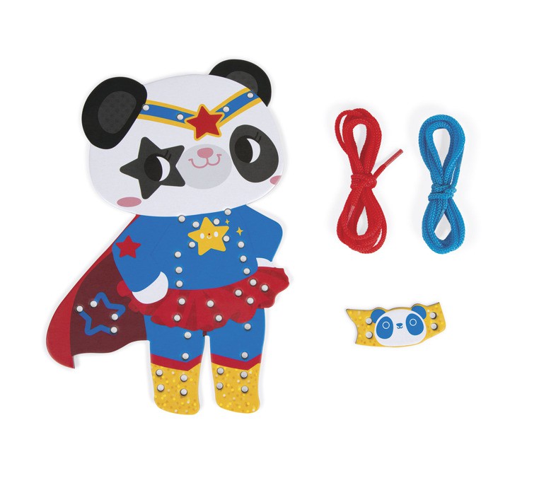 Janod Sznurowanka Kolorowe Zwierzątka 2+ | Drewniane Zabawki