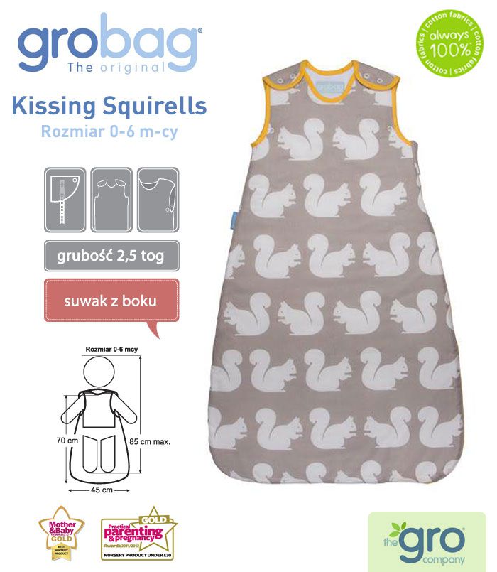 Gro Company Śpiworek Kissing Squirrels 2.5 tog 6-18 m