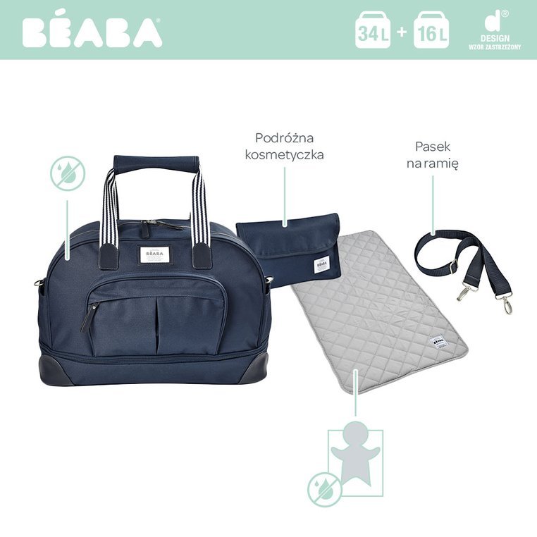 Beaba, Torba dla mamy Amsterdam II z możliwością powiększenia do rozmiaru XXL blue marine