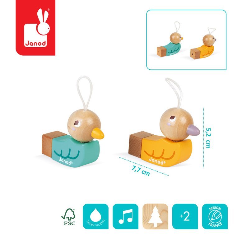 Janod Gwizdek Ptak Pocket 2+ Drewniany