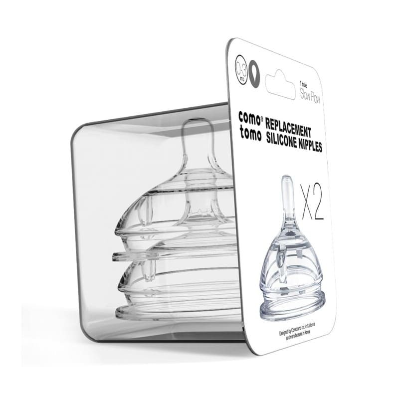comotomo, antykolkowe smoczki silikonowa SLOW FLOW 2 PACK