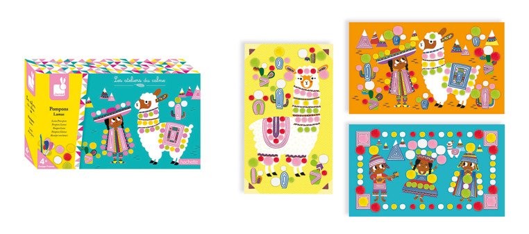 Janod Zestaw Artystyczny Pompony Lamy 3+