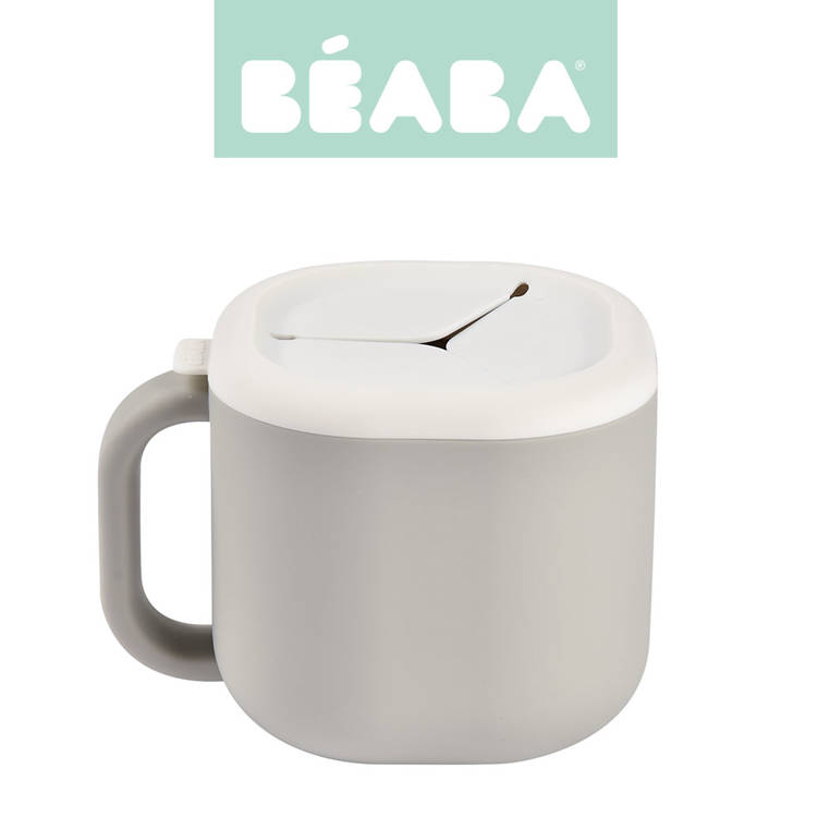 Beaba,  Silikonowy kubek niewysypek na przekąski Pick 'n' Snack velvet grey