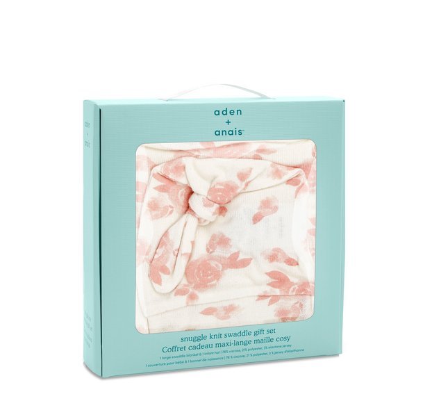 Aden & Anais Kocyk i Czapeczka Snuggle Knit Rosettes 0+