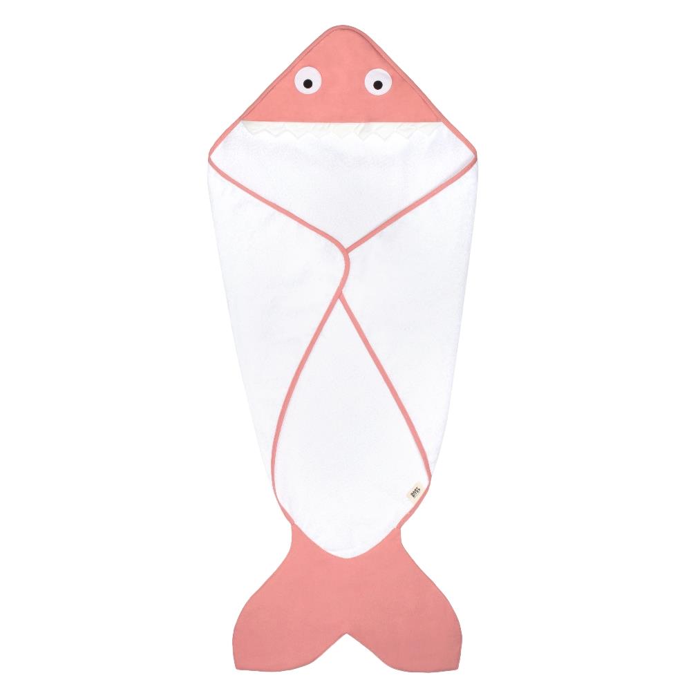 Baby Bites Ręcznik z Kapturkiem Shark 75x75 cm Różowy 0-12m