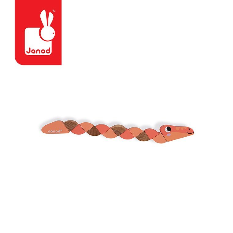 Janod, Drewniana elastyczna układanka Wąż + Krokodyl