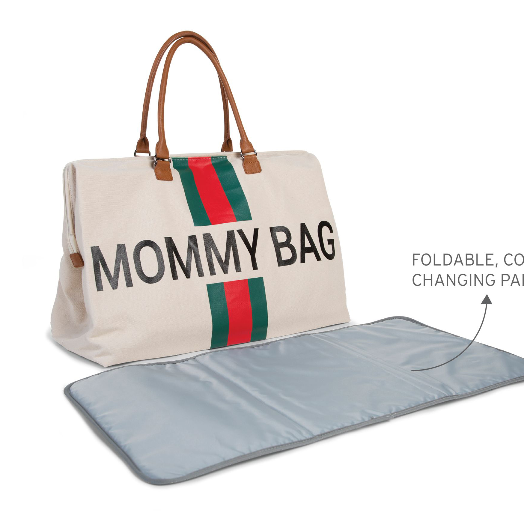 Childhome Torba Mommy Bag Paski Beżowa | Torba dla Mamy