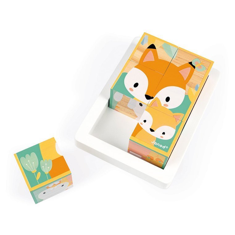 Janod Klocki Drewniane Puzzle Pure 6el 1+